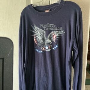 Long sleeve navy blue Harley Davidson T-shirt, size XL